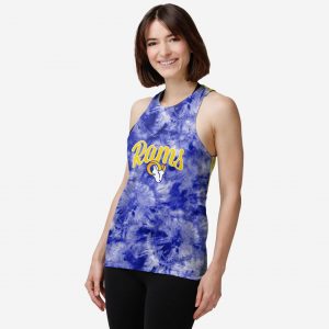 Los Angeles Rams Womens Script Wordmark Tie-Dye Tie-Breaker Sleeveless Top Suit for daily life,Material: 80% polyester - 20% Cotton.