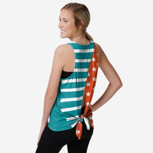 Miami Dolphins Womens Americana Tie-Breaker Sleeveless Top Suit for daily life,Material: 80% polyester - 20% Cotton.