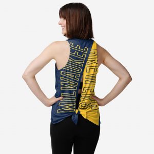 Milwaukee Brewers Womens Tie-Breaker Sleeveless Top Suit for daily life,Material: 80% polyester - 20% Cotton.