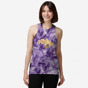 Minnesota Vikings Womens Script Wordmark Tie-Dye Tie-Breaker Sleeveless Top Suit for daily life,Material: 80% polyester - 20% Cotton.