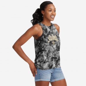 New Orleans Saints Womens Script Wordmark Tie-Dye Tie-Breaker Sleeveless Top Suit for daily life,Material: 80% polyester - 20% Cotton.