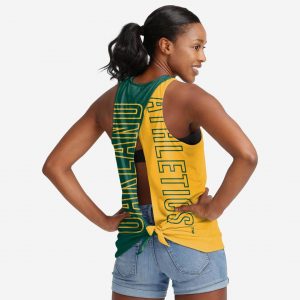 Oakland Athletics Womens Tie-Breaker Sleeveless Top Suit for daily life,Material: 80% polyester - 20% Cotton.