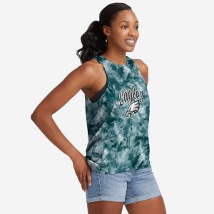 Philadelphia Eagles Womens Script Wordmark Tie-Dye Tie-Breaker Sleeveless Top Suit for daily life,Material: 80% polyester - 20% Cotton.