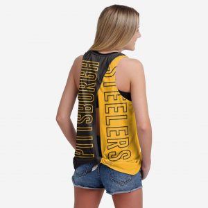 Pittsburgh Steelers Womens Tie-Breaker Sleeveless Top Suit for daily life,Material: 80% polyester - 20% Cotton.