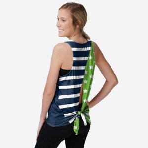 Seattle Seahawks Womens Americana Tie-Breaker Sleeveless Top Suit for daily life,Material: 80% polyester - 20% Cotton.