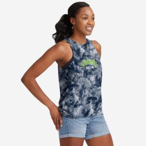 Seattle Seahawks Womens Script Wordmark Tie-Dye Tie-Breaker Sleeveless Top Suit for daily life,Material: 80% polyester - 20% Cotton.